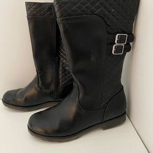 Faux Leather Quilted Riding Boots